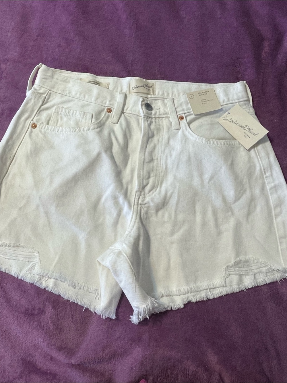 Universal Thread White Frayed Hem Denim Shorts